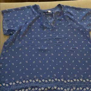 Women’s blue blouse XXL NEW feather print